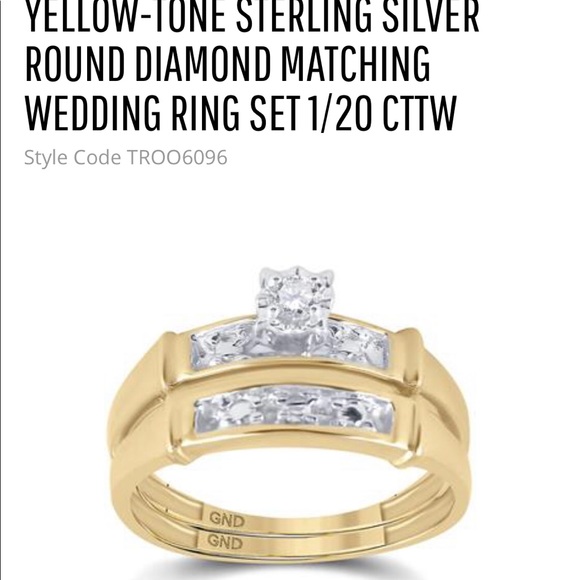 Round Diamond Matching Wedding Ring Set 1/20cttw - Picture 4 of 7